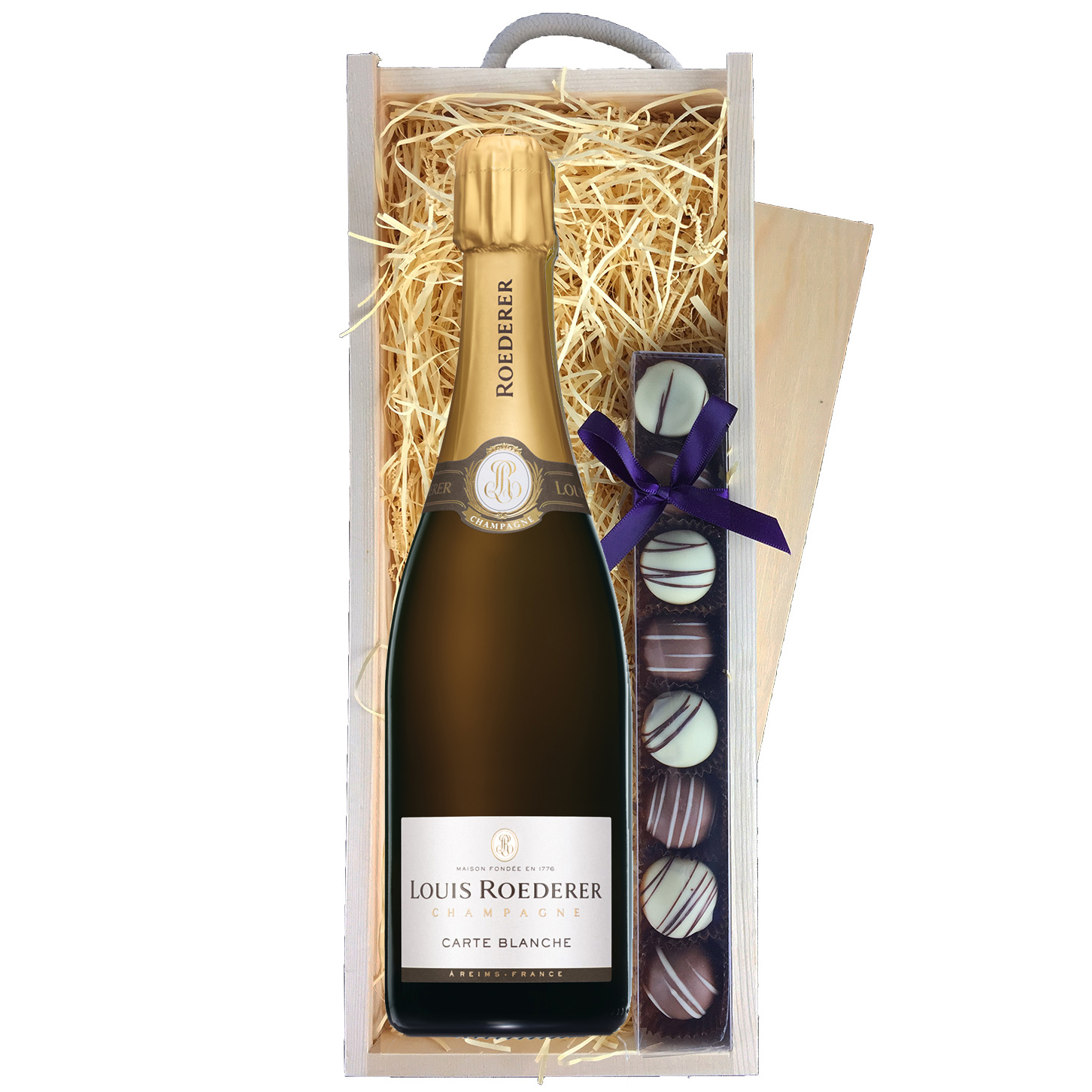 Buy & Send Louis Roederer Carte Blanche & Truffles, Wooden Box